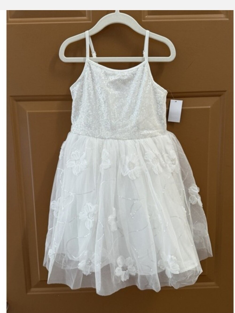 Zenzi Girls White Flower Tutu Dress Sequined Top Size S 6-7